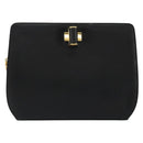 Salvatore Ferragamo Chain Shoulder Bag Leather Black Gold Auth 177335A-2