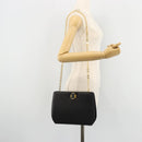 Salvatore Ferragamo Chain Shoulder Bag Leather Black Gold Auth 177335A-21