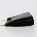 Salvatore Ferragamo Chain Shoulder Bag Leather Black Gold Auth 177335A-5