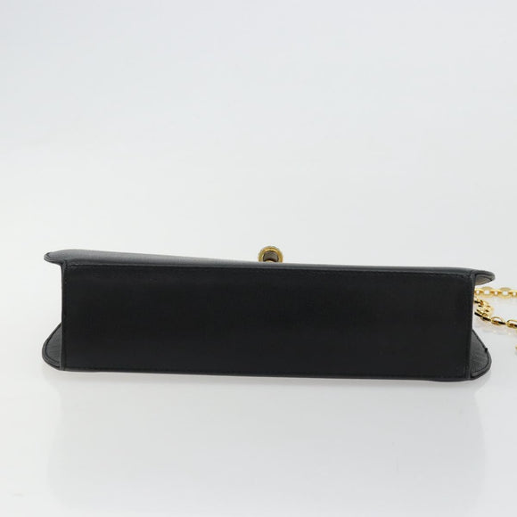 Salvatore Ferragamo Chain Shoulder Bag Leather Black Gold Auth 177335A