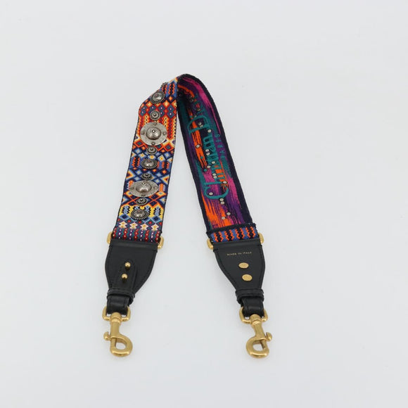 Christian Dior Shoulder Strap Canvas 36.6"" Multicolor Gold Auth 177341A
