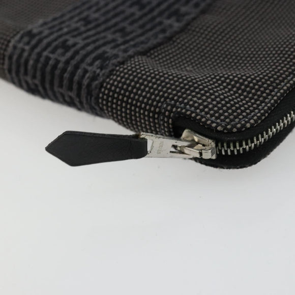HERMES Agenda Her Line Day Planner Cover Canvas Black Silver Auth 177350