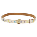 LOUIS VUITTON Multicolor Ceinture LV Belt White LV Auth 177354A-1
