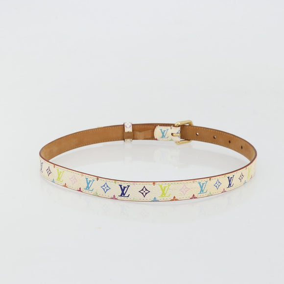 LOUIS VUITTON Multicolor Ceinture LV Belt White LV Auth 177354A