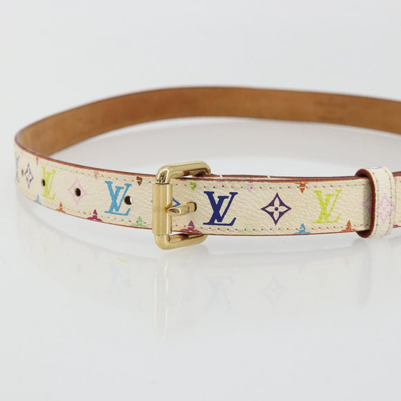 LOUIS VUITTON Multicolor Ceinture LV Belt White LV Auth 177354A
