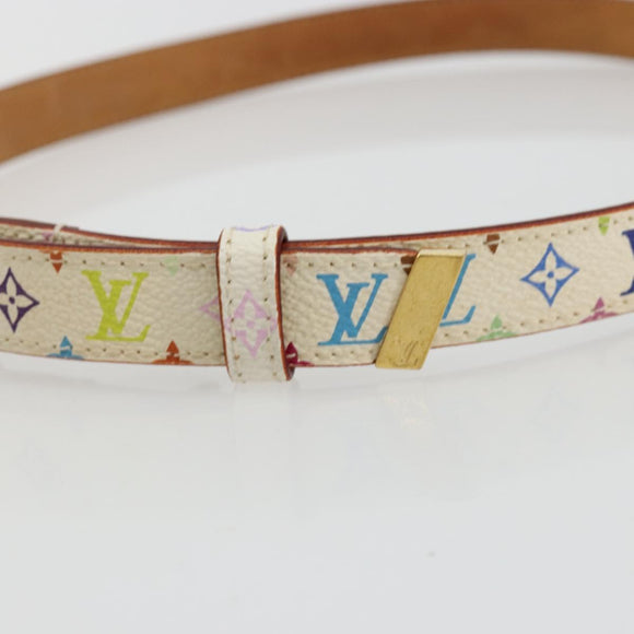 LOUIS VUITTON Multicolor Ceinture LV Belt White LV Auth 177354A