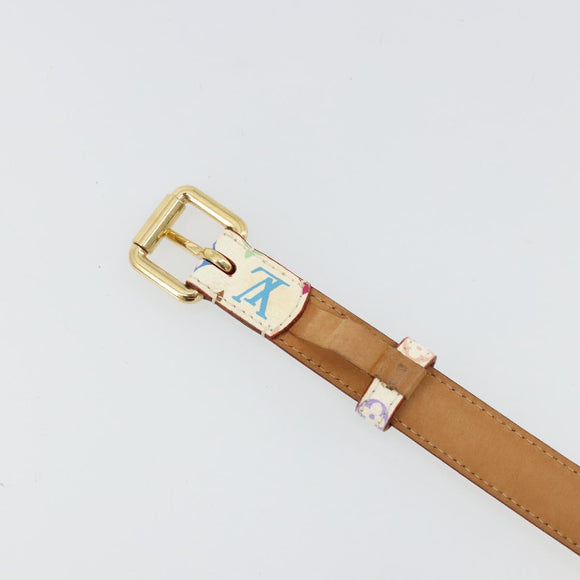 LOUIS VUITTON Multicolor Ceinture LV Belt White LV Auth 177354A