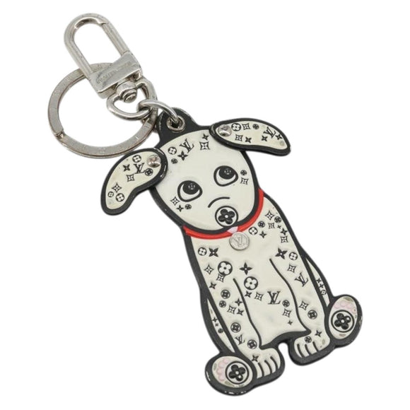 LOUIS VUITTON Porte Cles LV Dalmatia Key Holder Rubber White M00746 Auth 177356
