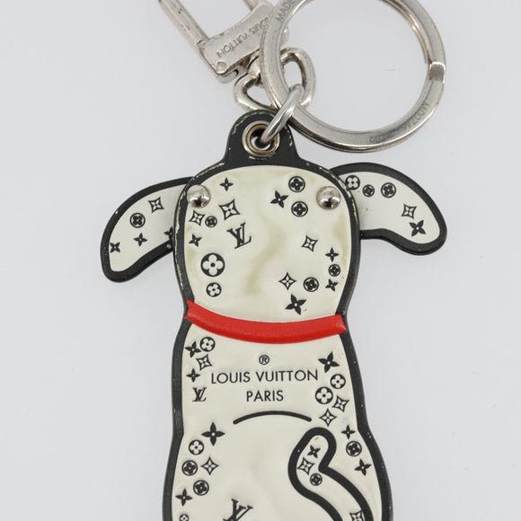 LOUIS VUITTON Porte Cles LV Dalmatia Key Holder Rubber White M00746 Auth 177356