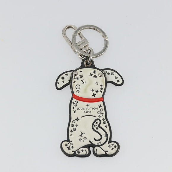 LOUIS VUITTON Porte Cles LV Dalmatia Key Holder Rubber White M00746 Auth 177356