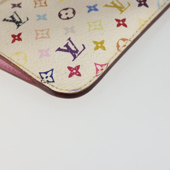 LOUIS VUITTON Multicolor Pochette Cles NM Purse White M93734 Auth 177362