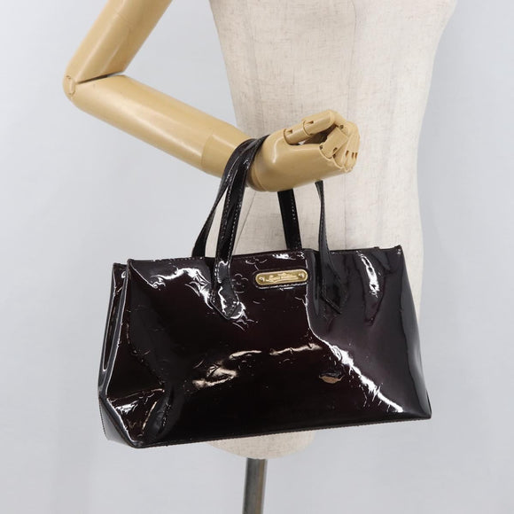 LOUIS VUITTON Monogram Vernis Wilshire PM Hand Bag Amarante M93641 Auth 177431