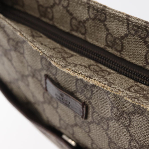 GUCCI GG Supreme Shoulder Bag PVC Beige Silver 141626 Auth 177434