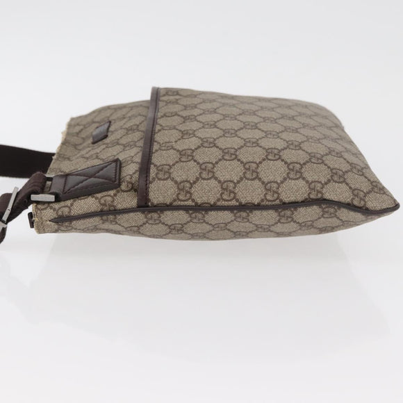 GUCCI GG Supreme Shoulder Bag PVC Beige Silver 141626 Auth 177434