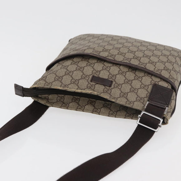 GUCCI GG Supreme Shoulder Bag PVC Beige Silver 141626 Auth 177434