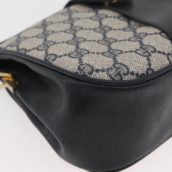 GUCCI GG Supreme Sherry Line Shoulder Bag PVC Navy Gold 10 02 024 Auth 177436