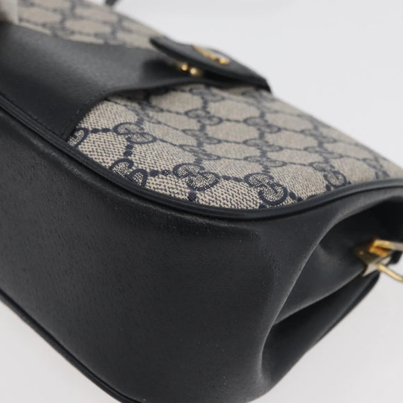 GUCCI GG Supreme Sherry Line Shoulder Bag PVC Navy Gold 10 02 024 Auth 177436