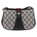 GUCCI GG Supreme Sherry Line Shoulder Bag PVC Navy Gold 10 02 024 Auth 177436-2