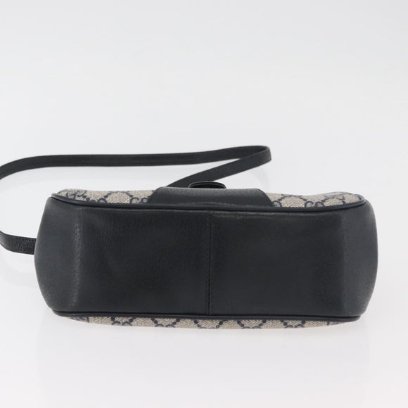 GUCCI GG Supreme Sherry Line Shoulder Bag PVC Navy Gold 10 02 024 Auth 177436