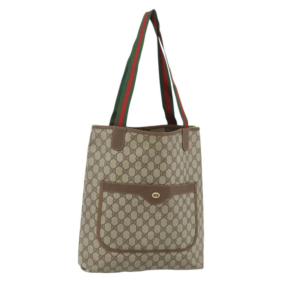 GUCCI GG Supreme Web Sherry Line Bag PVC Beige Red Green 89 02 003 Auth 177437