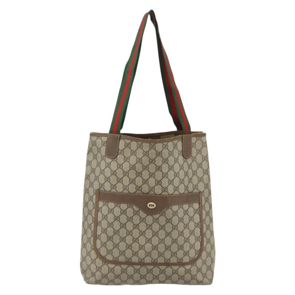 GUCCI GG Supreme Web Sherry Line Bag PVC Beige Red Green 89 02 003 Auth 177437