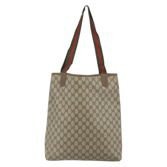 GUCCI GG Supreme Web Sherry Line Bag PVC Beige Red Green 89 02 003 Auth 177437