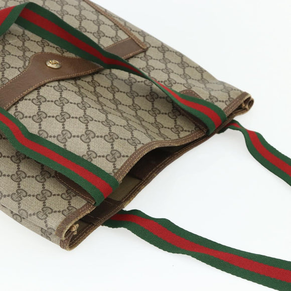 GUCCI GG Supreme Web Sherry Line Bag PVC Beige Red Green 89 02 003 Auth 177437