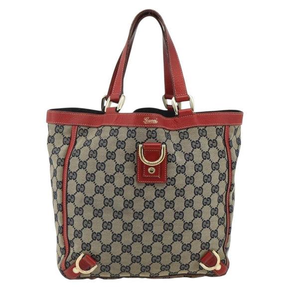 GUCCI GG Canvas Abbey Hand Bag Beige Gold 130739 Auth 177438