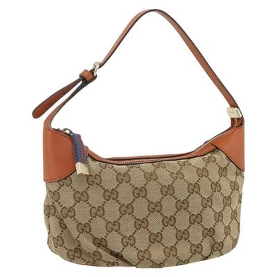GUCCI GG Canvas Sherry Line Hand Bag Beige Gold 224093 Auth 177439A