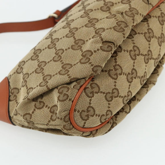 GUCCI GG Canvas Sherry Line Hand Bag Beige Gold 224093 Auth 177439A