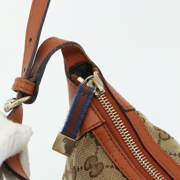 GUCCI GG Canvas Sherry Line Hand Bag Beige Gold 224093 Auth 177439A
