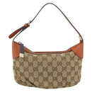 GUCCI GG Canvas Sherry Line Hand Bag Beige Gold 224093 Auth 177439A-2