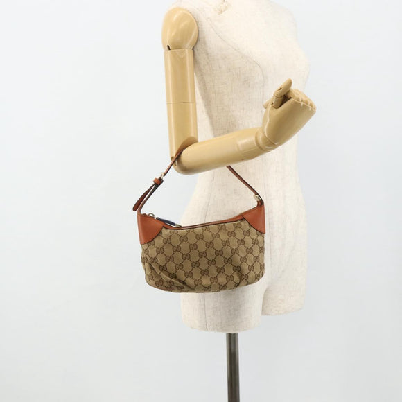 GUCCI GG Canvas Sherry Line Hand Bag Beige Gold 224093 Auth 177439A