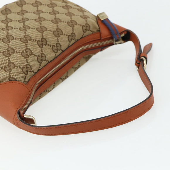 GUCCI GG Canvas Sherry Line Hand Bag Beige Gold 224093 Auth 177439A