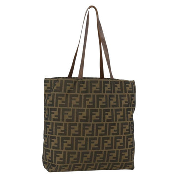 FENDI Zucca Canvas Hand Bag Brown Black Auth 177441