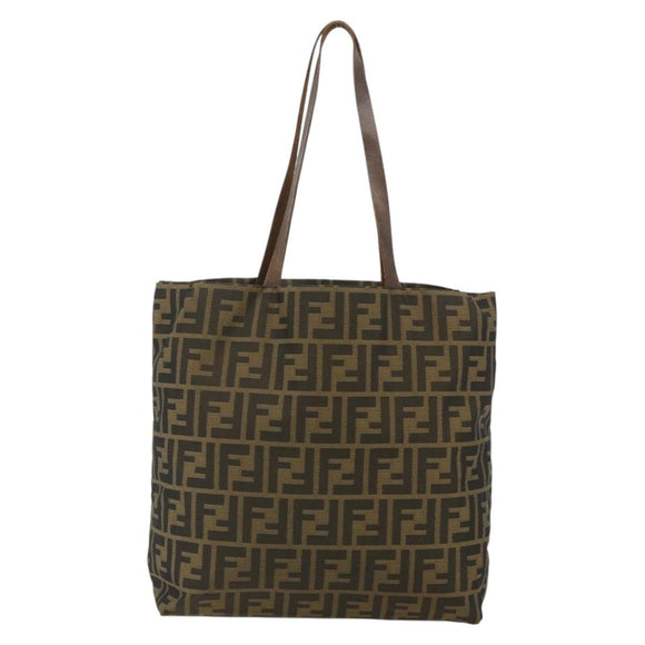 FENDI Zucca Canvas Hand Bag Brown Black Auth 177441