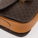 CELINE Macadam Canvas Horse Carriage Bag PVC Leather Brown Gold Auth 177443A-10