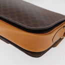 CELINE Macadam Canvas Horse Carriage Bag PVC Leather Brown Gold Auth 177443A-13