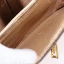 CELINE Macadam Canvas Horse Carriage Bag PVC Leather Brown Gold Auth 177443A-21