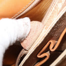 CELINE Macadam Canvas Horse Carriage Bag PVC Leather Brown Gold Auth 177443A-24