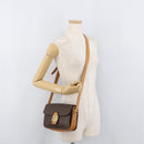 CELINE Macadam Canvas Horse Carriage Bag PVC Leather Brown Gold Auth 177443A-25