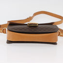 CELINE Macadam Canvas Horse Carriage Bag PVC Leather Brown Gold Auth 177443A-9