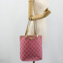 CELINE Paris Macadam Canvas Tote Bag Denim Pink Gold Auth 177444A-21