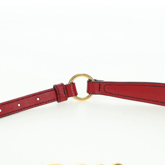 Miu Miu Chain Dahlia Shoulder Bag Leather Red Gold Auth 177448A