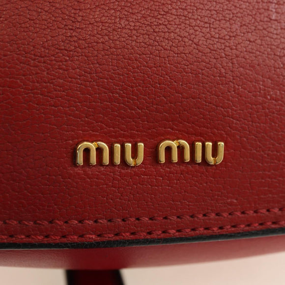 Miu Miu Chain Dahlia Shoulder Bag Leather Red Gold Auth 177448A