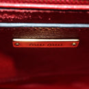 Miu Miu Chain Dahlia Shoulder Bag Leather Red Gold Auth 177448A-25