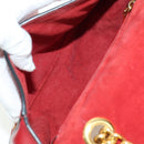 Miu Miu Chain Dahlia Shoulder Bag Leather Red Gold Auth 177448A-11