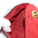 Miu Miu Chain Dahlia Shoulder Bag Leather Red Gold Auth 177448A-26