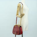 Miu Miu Chain Dahlia Shoulder Bag Leather Red Gold Auth 177448A-30