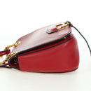 Miu Miu Chain Dahlia Shoulder Bag Leather Red Gold Auth 177448A-3